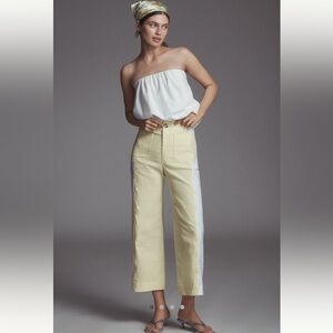 Anthropologie Maeve The Colette Embroidered Crop Wide-Leg Pants